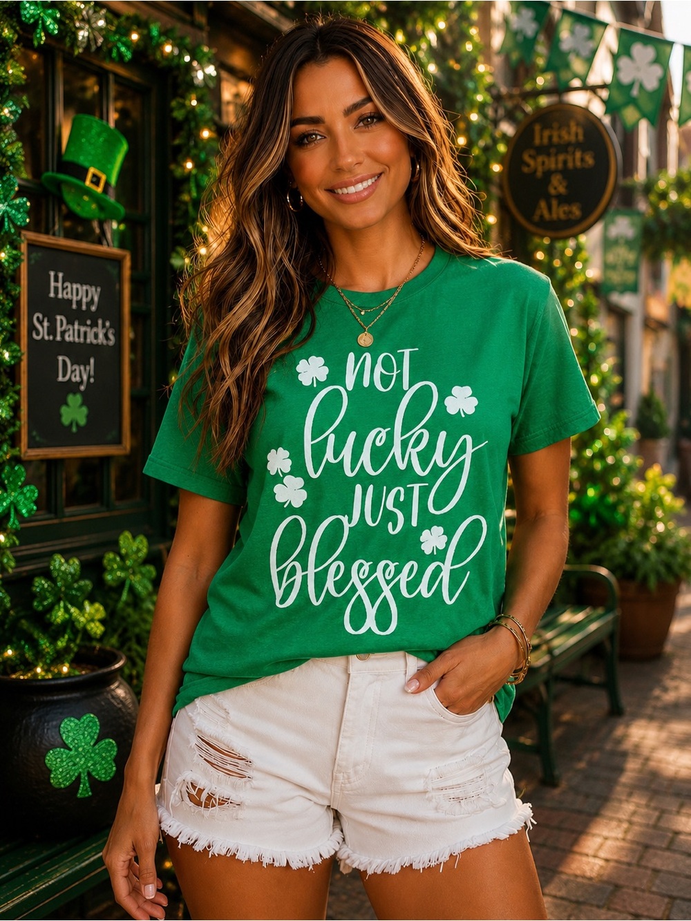 BRAND NEW WITH TAGS Not Lucky, Just Blessed Tee